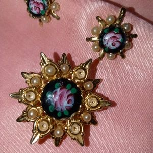 Vintage earrings and brooch set